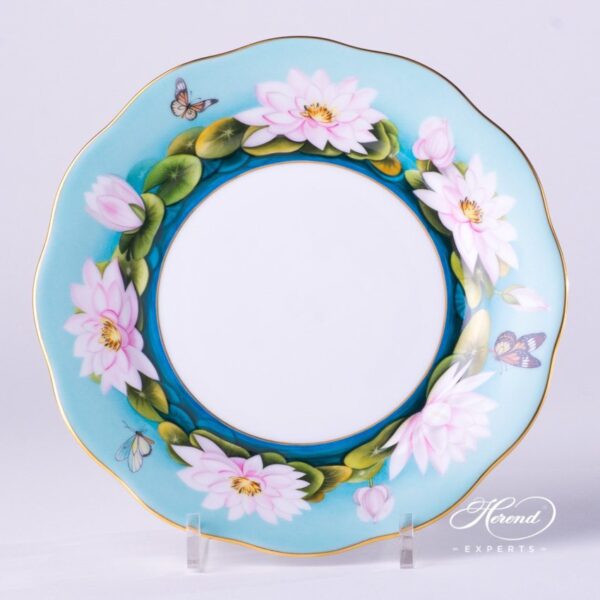 Tea Set Small for 2 Persons: 20730-0-00 Tea Cup and 20517-0-00 Dessert Plate for 2 Persons Water Lily pattern - Herend porcelain.