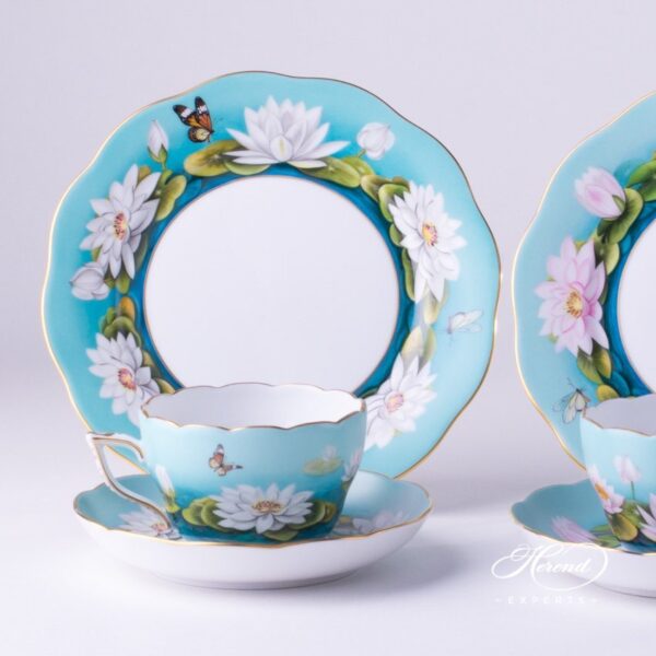 Dessert Plate 20517-0-00 Water Lily White pattern - Herend porcelain hand painted.