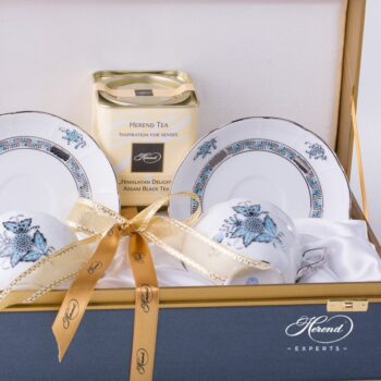 Tea Cup with Saucer for 2 Persons in Gift Box 730-0-00 ATQ3-PT Chinese Bouquet pattern - Herend porcelain hand painted.