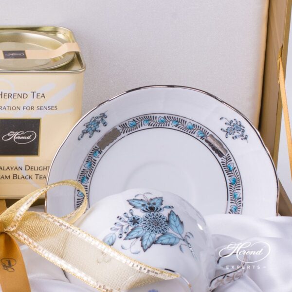 Tea Cup with Saucer for 2 Persons in Gift Box 730-0-00 ATQ3-PT Chinese Bouquet pattern - Herend porcelain hand painted.
