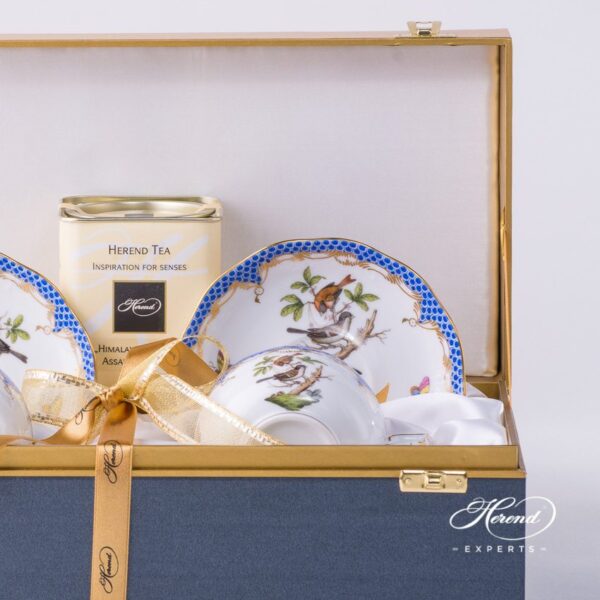 Tea Cup with Saucer for 2 Persons in Gift Box 724-0-00 RO-ETB Rothschild Bird pattern - Herend porcelain hand painted.