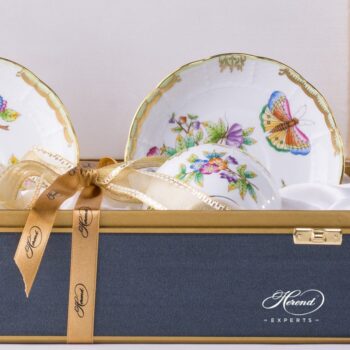Tea Cup w. Saucer for 2 Persons in Gift Box 730-0-00 VBO Queen Victoria pattern. Herend fine china hand painted