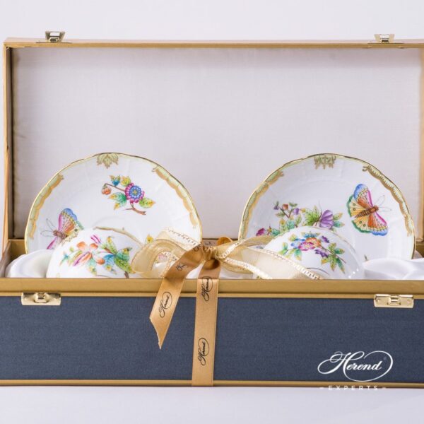 Tea Cup w. Saucer for 2 Persons in Gift Box 730-0-00 VBO Queen Victoria pattern. Herend fine china hand painted