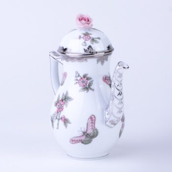 Coffee Pot w. Rose Knob 614-0-09 VBOG-X1-PT Queen Victoria Platinum pattern. Herend fine china hand painted