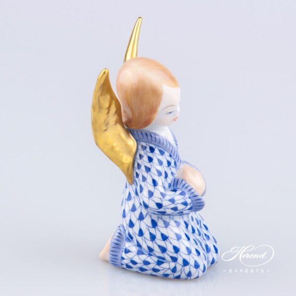 Angel Figurine 5641-0-00 VHFB Navy Blue Fish scale design. Herend fine china ornaments. Hand painted