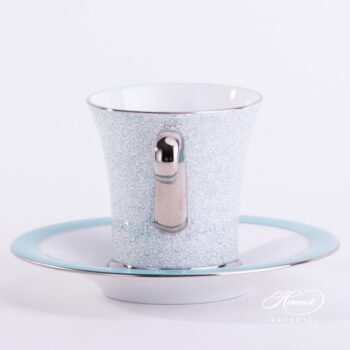 Coffee / Mocha Cup with Saucer 4914-2-00 ONYXTQ-PT Turquoise decor. Herend porcelain hand painted