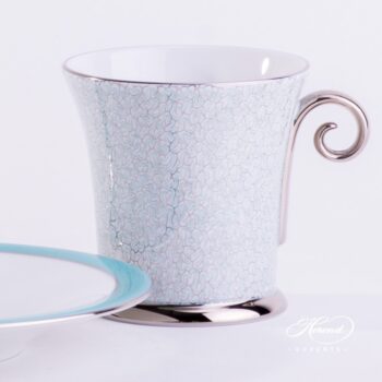Coffee / Mocha Cup with Saucer 4914-2-00 ONYXTQ-PT Turquoise decor. Herend porcelain hand painted