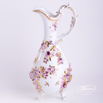 Fancy Jug with Flower Applications 7598-0-66 CD-1 Naturalistic pattern - Herend fine china hand painted.