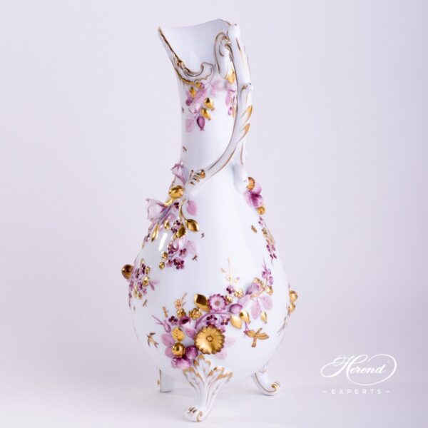 Fancy Jug with Flower Applications 7598-0-66 CD-1 Naturalistic pattern - Herend porcelain hand painted.