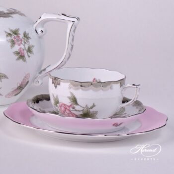 Tea Set for 2 Person - Herend Queen Victoria Platinum VBOG-X1-PT pattern. Herend fine china