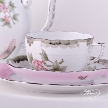 Tea Set for 2 Person - Herend Queen Victoria Platinum VBOG-X1-PT pattern. Herend fine china