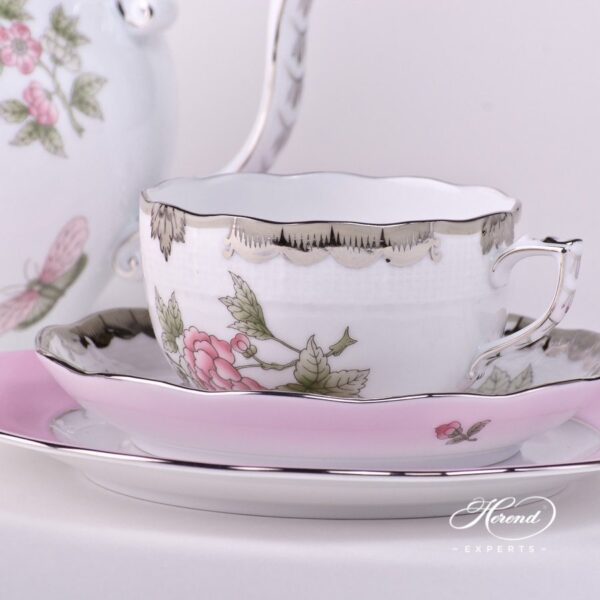 Tea Set for 2 Person - Herend Queen Victoria Platinum VBOG-X1-PT pattern. Herend fine china