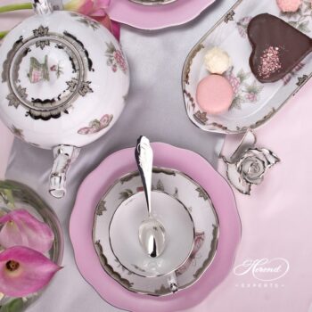 Tea Set for 2 Person - Herend Queen Victoria Platinum VBOG-X1-PT pattern. Herend fine china
