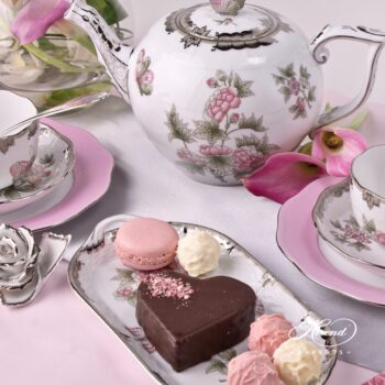 Tea Set for 2 Person - Herend Queen Victoria Platinum VBOG-X1-PT pattern. Herend fine china