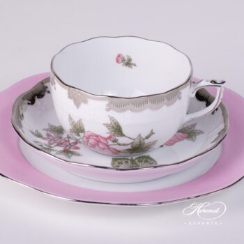 Tea Set for 2 Person - Herend Queen Victoria Platinum VBOG-X1-PT pattern. Herend fine china