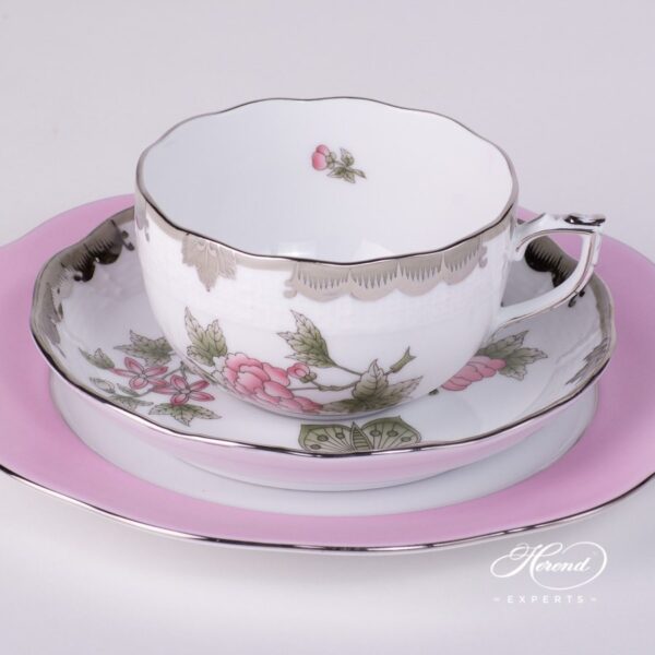 Tea Set for 2 Person - Herend Queen Victoria Platinum VBOG-X1-PT pattern. Herend fine china