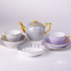 Tea Set for 2 Persons Vieux Herend VH Fishnet pattern - Herend porcelain hand painted.