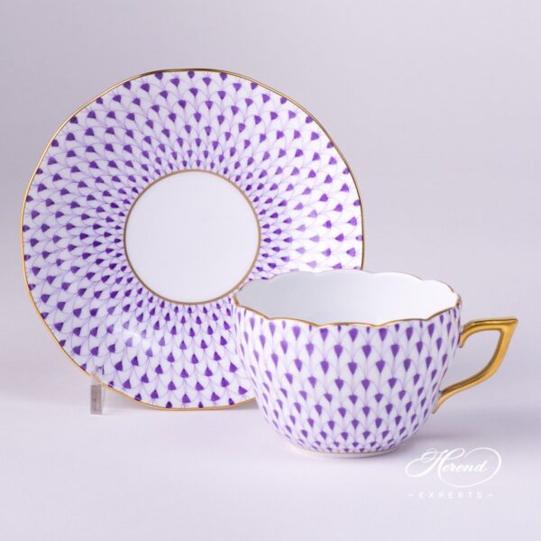 Tea Cup 20730-2-00 VHL and Saucer 20704-1-00 VHL Lilac Fish Scale pattern - Herend porcelain hand painted.