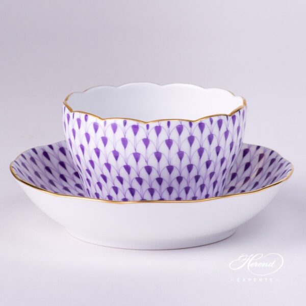 Tea Cup 20730-2-00 VHL and Saucer 20704-1-00 VHL Lilac Fish Scale pattern - Herend porcelain hand painted.