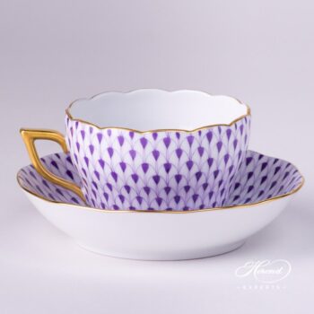 Tea Cup 20730-2-00 VHL and Saucer 20704-1-00 VHL Lilac Fish Scale pattern - Herend porcelain hand painted.