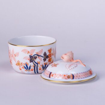Sugar Basin  w. Rose Knob 2463-0-09 Canton pattern. Herend fine china tableware. Hand painted. Classical Oriental design