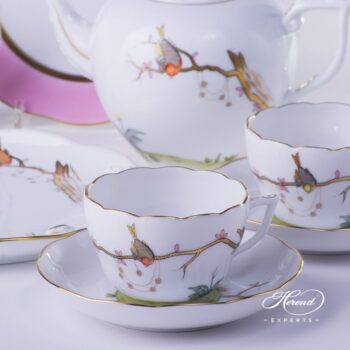 Tea Set for 4 People w. Dessert Plate - Herend Dream Garden REJA design. Herend fine china