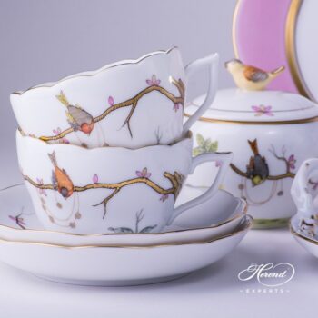 Tea Set for 4 People w. Dessert Plate - Herend Dream Garden REJA design. Herend fine china