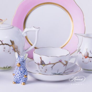 Tea Set for 2 People w. Cake Plate - Herend Dream Garden REJA design. Herend fine china