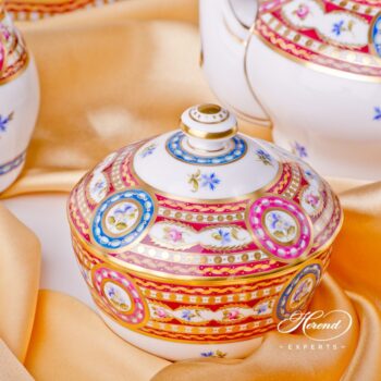 Tea Set w. Tray for 2 People - Herend Silk Brocade / Eglantine EGAVT design. Herend fine china