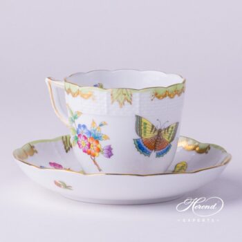 Coffee Cup with Saucer 706-0-00 VBO Queen Victoria pattern. Herend porcelain