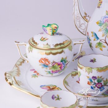 Coffee / Mocha Set for 2 Persons with Cake Plate - Queen Victoria VBO pattern. Herend porcelain hand painted