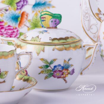 Coffee / Mocha Set for 2 Persons with Cake Plate - Queen Victoria VBO pattern. Herend porcelain hand painted
