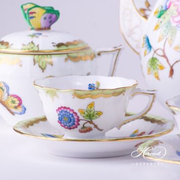 Coffee / Mocha Set for 2 Persons with Cake Plate - Queen Victoria VBO pattern. Herend porcelain hand painted