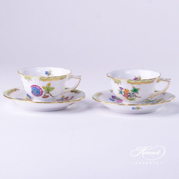 Coffee / Mocha Set for 2 Persons with Cake Plate - Queen Victoria VBO pattern. Herend porcelain hand painted