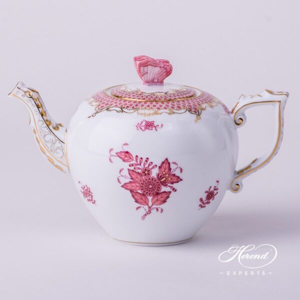 Tea Pot w. Butterfly Knob 606-0-17 AP2-ETP2 Apponyi Light Purple pattern. Herend porcelain hand painted