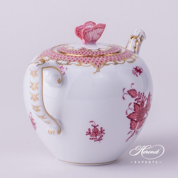 Tea Pot w. Butterfly Knob 606-0-17 AP2-ETP2 Apponyi Light Purple pattern. Herend porcelain hand painted
