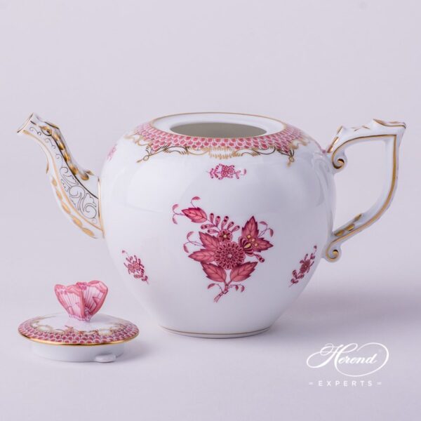 Tea Pot w. Butterfly Knob 606-0-17 AP2-ETP2 Apponyi Light Purple pattern. Herend porcelain hand painted