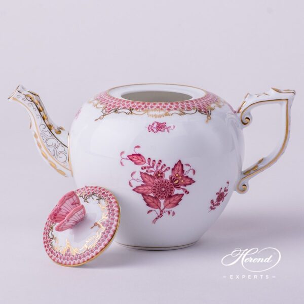 Tea Pot w. Butterfly Knob 606-0-17 AP2-ETP2 Apponyi Light Purple pattern. Herend porcelain hand painted