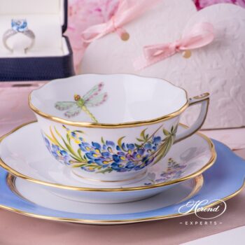 Tea Cup and Saucer 20734-0-00 FLA-BB Texas Bluebonnet Flower pattern - Herend porcelain hand painted