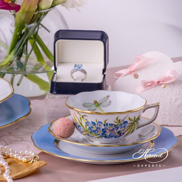 Tea Cup and Saucer 20734-0-00 FLA-BB Texas Bluebonnet Flower pattern - Herend porcelain hand painted