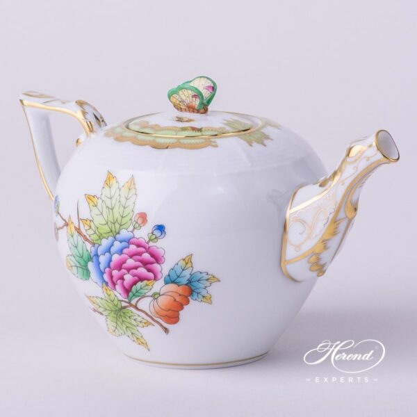 Miniature Tea Pot w. Butterfly Knob 608-0-17 VBO Queen Victoria  design. Herend fine china tableware. Hand painted