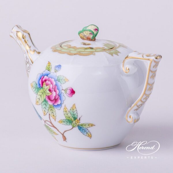 Miniature Tea Pot w. Butterfly Knob 608-0-17 VBO Queen Victoria  design. Herend fine china tableware. Hand painted