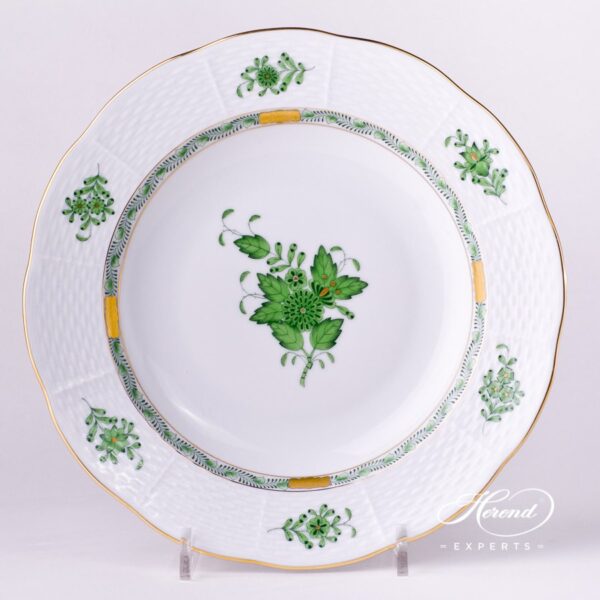 Soup Plate 504-0-00 AV Chinese Bouquet / Apponyi Green decor. Herend porcelain hand painted. Chinese Bouquet Green pattern