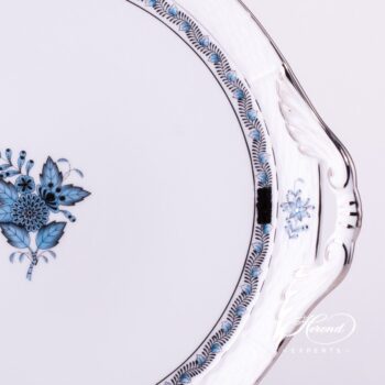 Cake Plate with Handle 315-0-00 ATQ3-PT Apponyi Turquoise decor. Herend porcelain hand painted