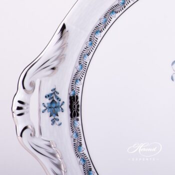 Cake Plate with Handle 315-0-00 ATQ3-PT Apponyi Turquoise decor. Herend porcelain hand painted