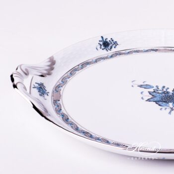 Cake Plate with Handle 315-0-00 ATQ3-PT Apponyi Turquoise decor. Herend porcelain hand painted