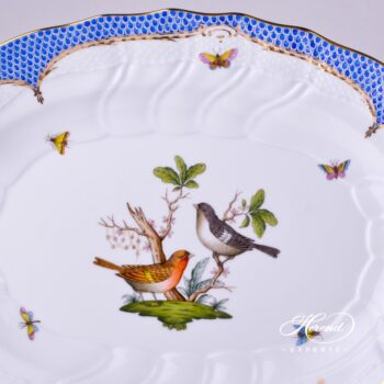 Large Oval Dish 1101-0-00 RO-EB Rothschild Bird Blue Fishnet pattern. Herend fine china