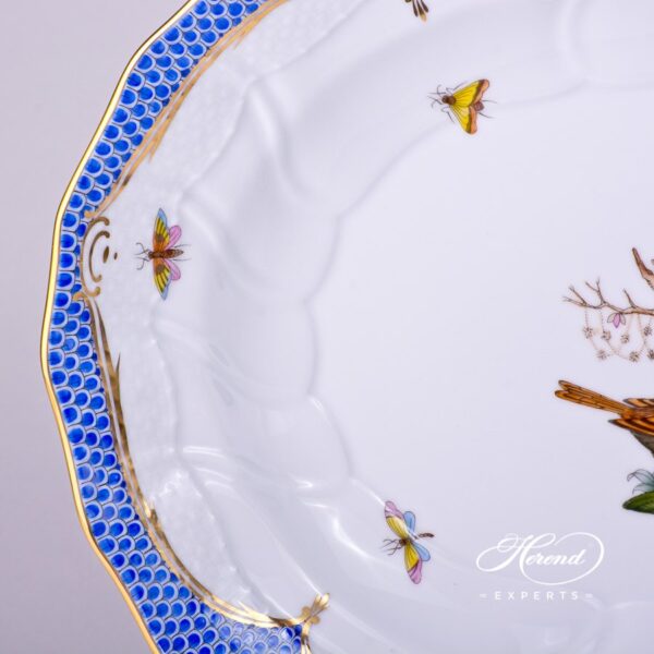 Large Oval Dish 1101-0-00 RO-EB Rothschild Bird Blue Fishnet pattern. Herend fine china