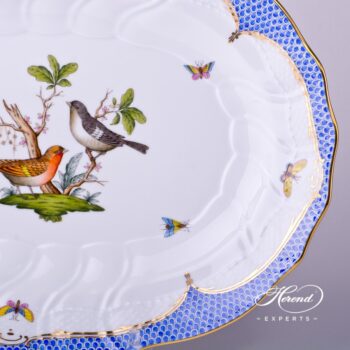 Large Oval Dish 1101-0-00 RO-EB Rothschild Bird Blue Fishnet pattern. Herend fine china