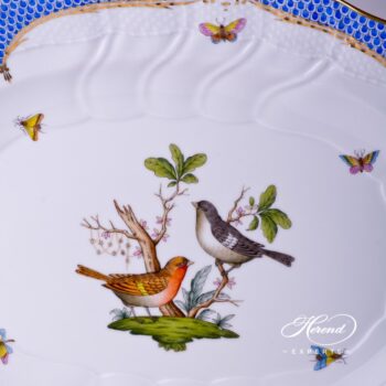 Large Oval Dish 1101-0-00 RO-EB Rothschild Bird Blue Fishnet pattern. Herend fine china